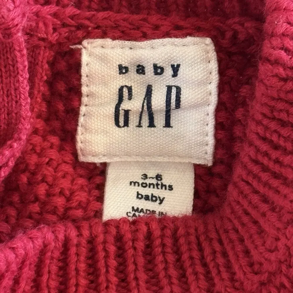 GAP‎ Baby Sweater 18-24 Months Red Cable Knit Sweater Long Sleeve Heart